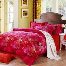 博洋家紡超耐磨活性印花床單四件套 紅色戀人180cm